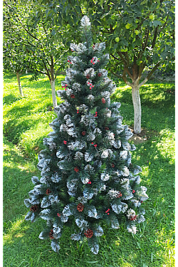 Albero di Natale artificiale con viburno e pigna rossa 130 cm