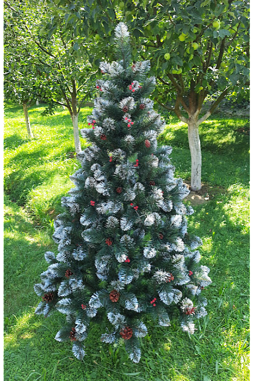 Künstlicher Weihnachtsbaum mit Viburnum und rotem Zapfen 130 cm