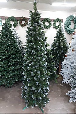 Artificial narrow snowy Christmas tree Docor Slim 180 cm