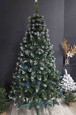 Albero di Natale artificiale con pigna turchese e viburno 180 cm