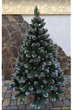 Albero di Natale Carmen con pigne argento e perle 130 cm