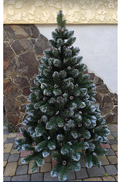 Weihnachtsbaum Carmen mit silbernen Zapfen und Perlen 130 cm