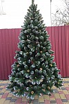 Albero di Natale Carmen con pigne oro e perle 220 cm