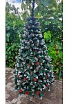 Verschneiter Weihnachtsbaum mit purpurrotem Zapfen und Viburnum 180 cm