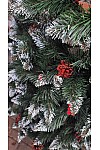 Snow-covered Christmas tree with a crimson cone and viburnum 180 cm