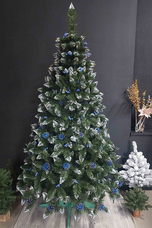 Artificial Christmas tree with viburnum and turquoise cone 150 cm